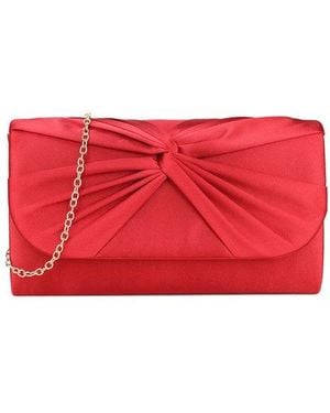 SVNX Ruched Satin Clutch - Red