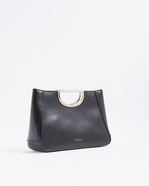 River Island Clutch Bag Metal Handle - Black