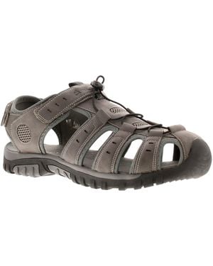 Wynsors Walking Sandals Stone Closed Toe Fisherman Touch Fasten Toggle - Brown