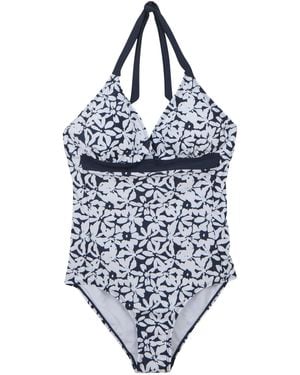 Regatta Ladies Flavia Ii Large Floral One Piece Swimsuit - Blue