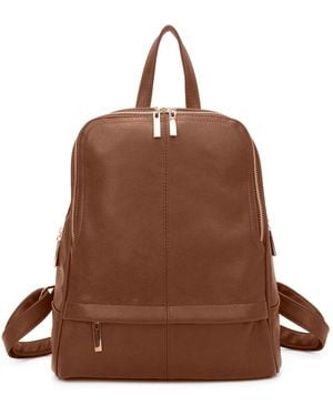 Woodland Leathers Fashion Backpack With Anti Theft Zipper - Brown