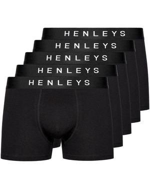 Henleys Coalink Boxer Shorts 5Pk - Black