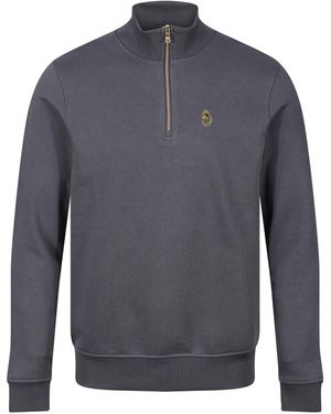 Luke 1977 Higgs Quarter-zip Sweat Grey - Blue