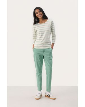 Part Two T-Shirt Regular Fit Cameo And Stripe Light - Groen