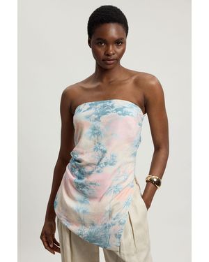 Karen Millen Scenic Print Bandeau Top - Pink