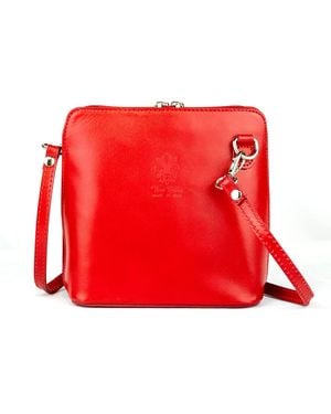 Woodland Leathers Italian Vera Pelle Leather Crossbody Bag - Red
