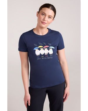 Mountain Warehouse Great British Weather Ii Tee Quick Dry Breathable T-Shirt Cotton - Blue