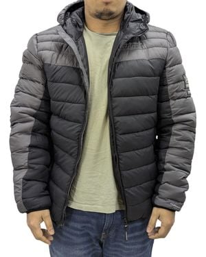 Crosshatch Puffer Jacket Lightweight Winter - Grey