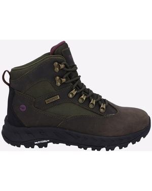 Hi-Tec Euro Trail Leren Wandelschoenen Voor Dames In Khaki - Zwart