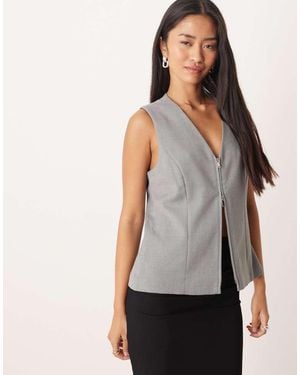 Abercrombie & Fitch Zip Detail Waistcoat - Grey