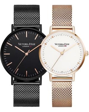 Victoria Hyde London Couple Watches Gift Set Rose - White