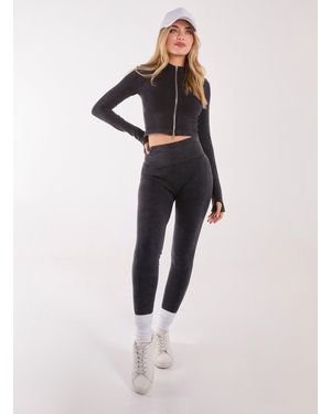 Pink Vanilla Active Rib Leggings - Black