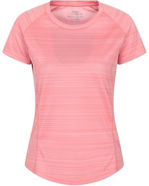 Mountain Warehouse 'Endurance' Striped Tee Sun Protection Everyday Gym T-Shirt - Pink