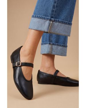 Oasis Mia Faux Leather Mary Jane Ballet Flats - Blue