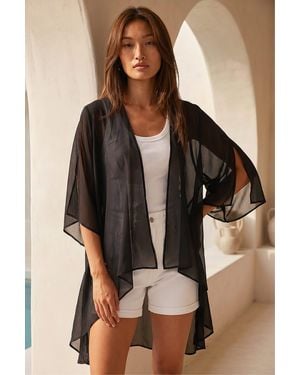 Roman Longline Chiffon Cover Up - Brown
