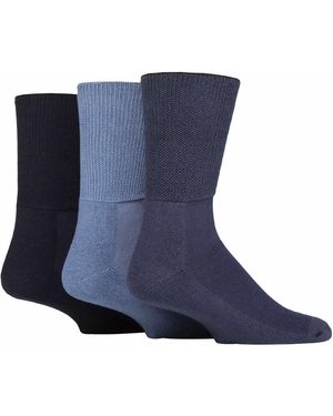 IOMI 3 Pack Extra Wide Bamboo Diabetic Socks For Swollen Legs - Blue