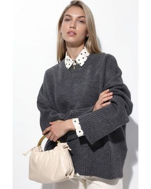 Hiccup Oversized Crew Neck Knit Jumper - Blue