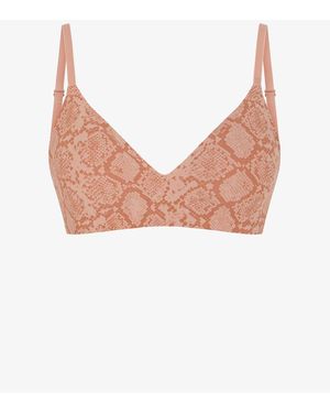 Penti No-Show Tattoo Effect Triangle Snake Print Removable Pad Bra - Pink