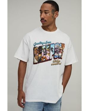 BoohooMAN Oversized Deadpool License Print T-Shirt - White