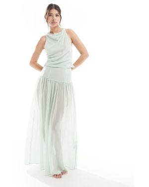 ASOS Sheer Drapey Chiffon Maxi Skirt Co-Ord - White