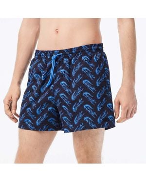 Lacoste Logo Print Recycled Swim Shorts - Blue