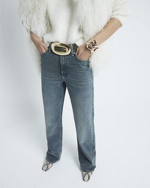 River Island Straight Jeans Relaxed Cotton - Blue
