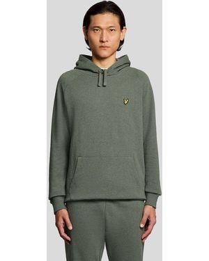 Lyle & Scott Cotton Marl Raglan Hoodie - Green