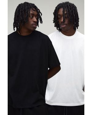 BoohooMAN 2 Pack Oversized Basic Crew Neck T-Shirts - Black