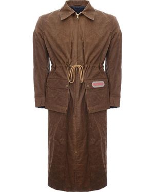 Futur 4 Waxed Cotton Long Trench W Oversized Pockets - Brown
