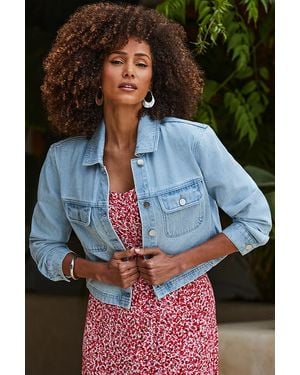Sosandar Light Wash Relaxed Fit Denim Jacket - Blue
