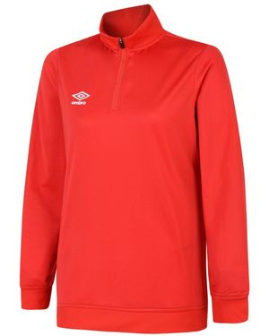 Umbro Ladies Club Essential Half Zip Sweatshirt (Vermillion) - Red