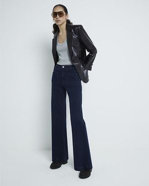 River Island Wide Leg Jeans Pocket Front - Blue