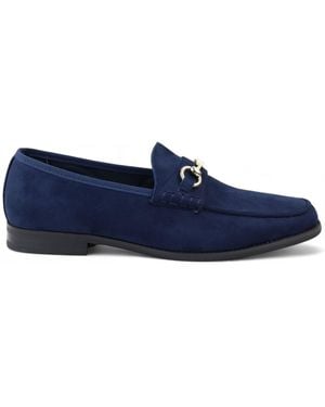 Infinity Leather Suede Moccasin Lined Loafers Faux Leather - Blue