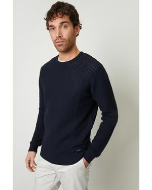 Threadbare Crochet Knit Crew Neck Jumper - Blue