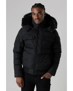 Nines Hooded Parka Jacket With Soft Fleece Lining - Black