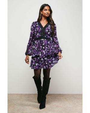 Oasis Ruffle Trim Mini Dress - Blue