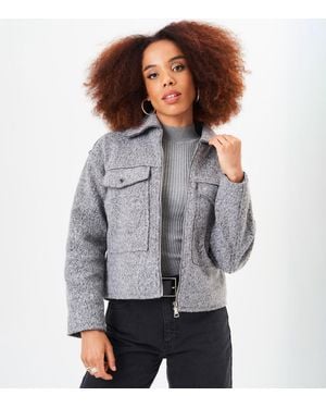 Gini London Cropped Wool Blend Jacket - Grey