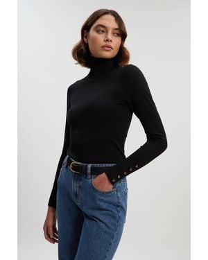 Karen Millen Viscose Blend Roll Neck Knit Jumper - Blue