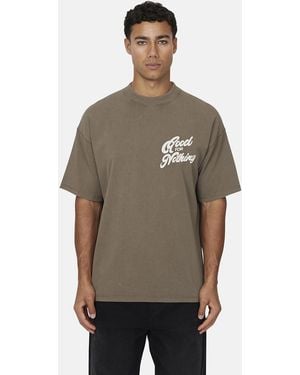 Good For Nothing Fawn Oversized Puff Print T-Shirt - Brown