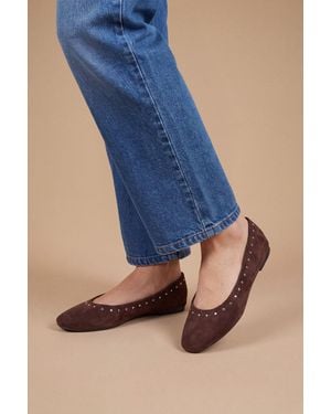 Good for the Sole Alex Faux Suede Super Padded Flexi Studded Ballet Court Shoes - Blue