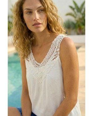Roman Cotton Crochet Trim Vest - Green