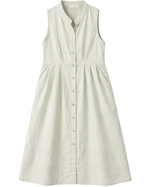 MixRay Buttoned Tippet Collar Maxi Dress - White