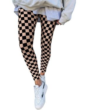 Azura Exchange Chequered Leggings - Black