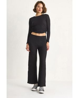 Bianco Lucci Fitted Two-Piece Coord Set With Flared Trousers - Black