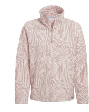 Craghoppers Ladies Annjela Graphic Print Half Zip Fleece Top (Soft Mushroom) - Pink