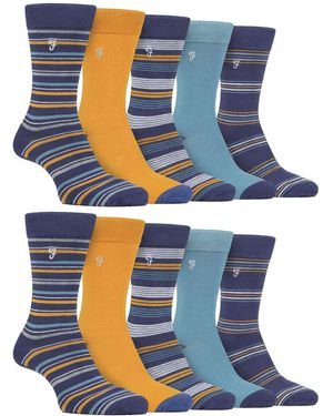 Farah 10 Pair Multi-Pack Bright Bamboo Socks - Blue