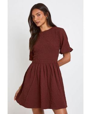 Boohoo Tall Textured Volume Sleeve Mini Dress