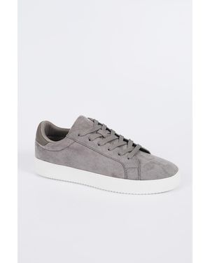 Brave Soul Faux Suede Trainers With Contrast Sole - Grey