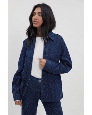 Boohoo Boucle Denim Shacket - Blue