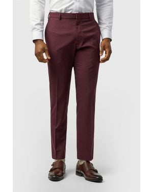 Limehaus Flat Fronted Slim Fit Suit Trousers - Red